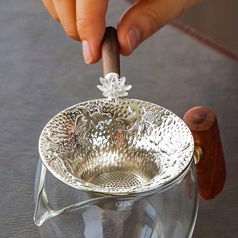 Wooden Handle Stainless Steel Mesh Tea Strainer for Tea Brewing Kitchen Tool