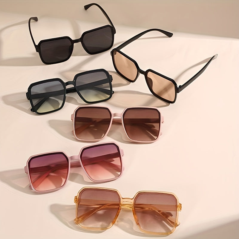 Women's Oversized Square Glasses Retro Style Gradient Lenses for Beach and Parties Pack of 6