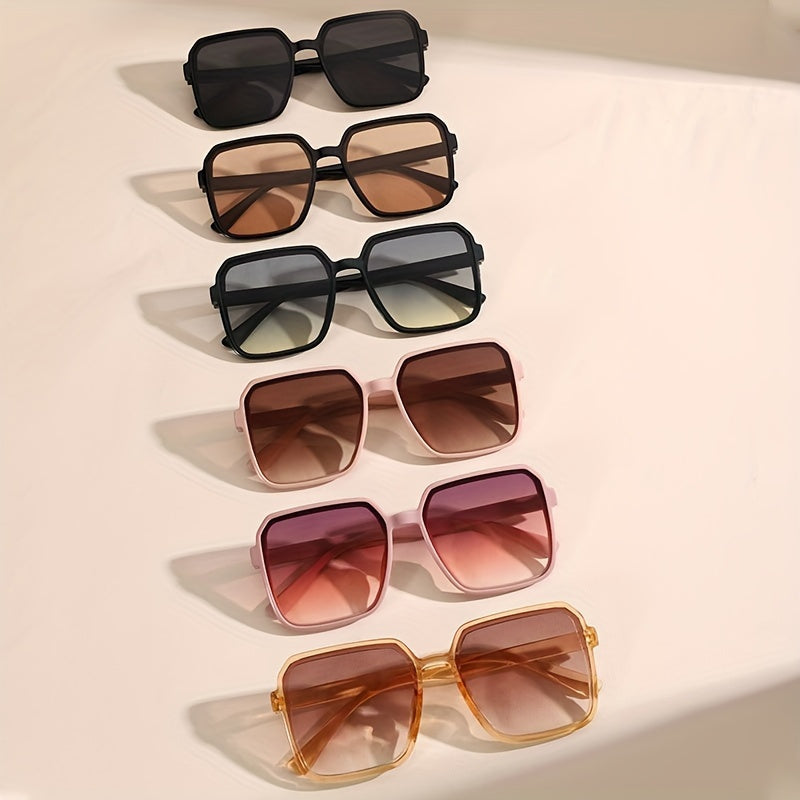 Women's Oversized Square Glasses Retro Style Gradient Lenses for Beach and Parties Pack of 6