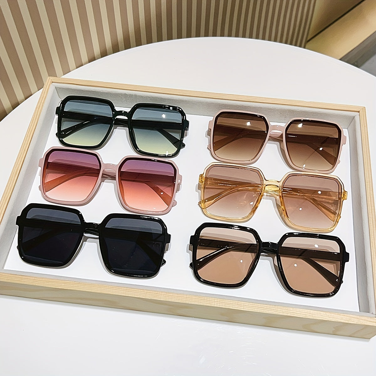 Women's Oversized Square Glasses Retro Style Gradient Lenses for Beach and Parties Pack of 6