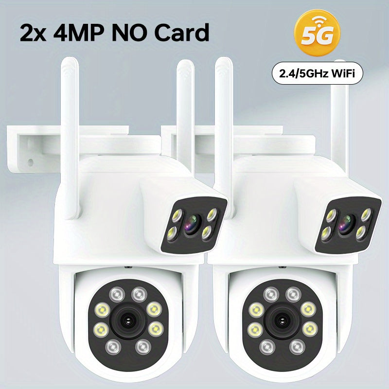 2-Pack 4MP WiFi Security Cameras with 360° PTZ Full Color Night Vision Two-Way Audio Waterproof