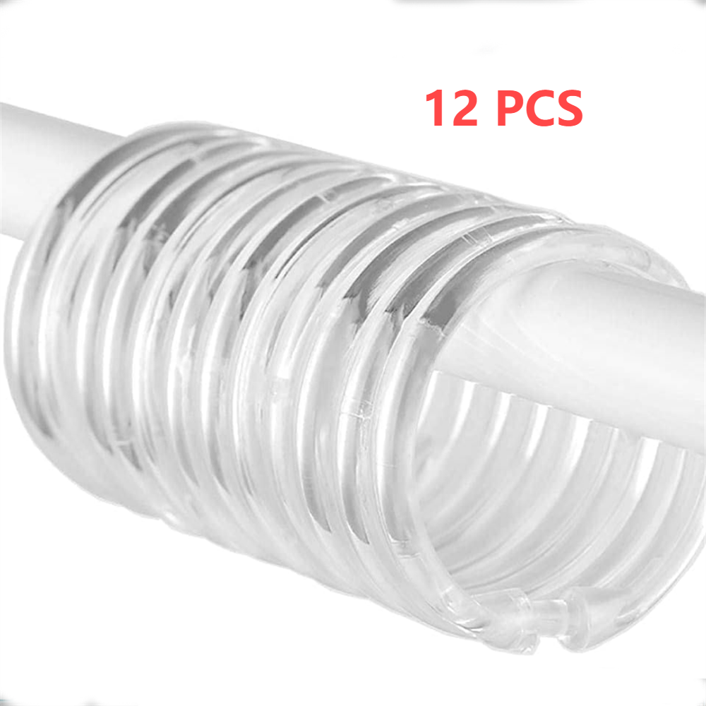12 шт. прозрачных пластиковых колец для душа с застежками-крючками