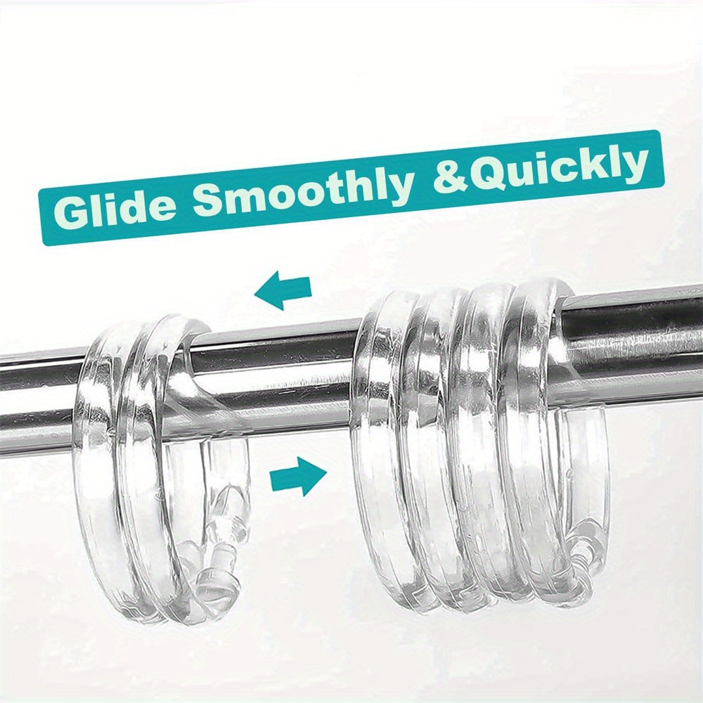 12 шт. прозрачных пластиковых колец для душа с застежками-крючками