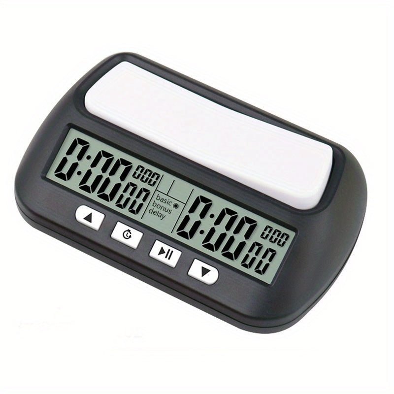 Digital Chess Clock with 3-in-1 Timer Tournament and Bonus Time Black and White Display