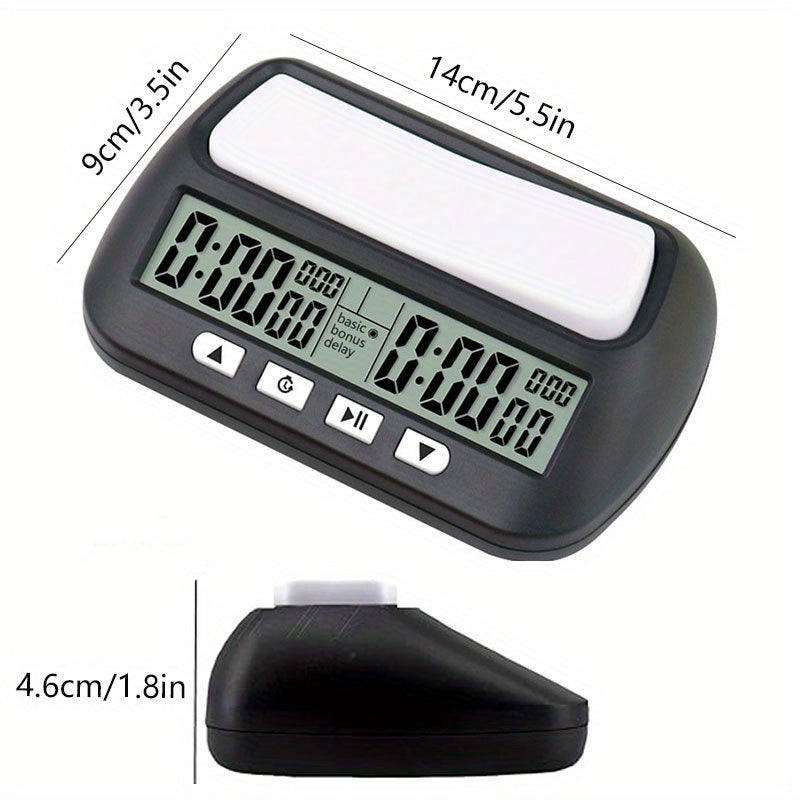 Digital Chess Clock with 3-in-1 Timer Tournament and Bonus Time Black and White Display