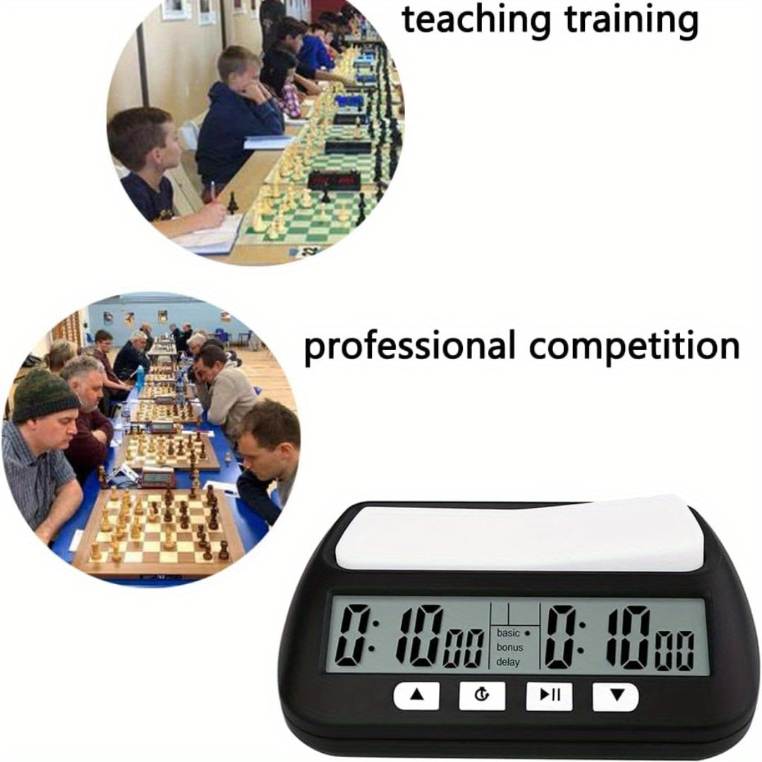 Digital Chess Clock with 3-in-1 Timer Tournament and Bonus Time Black and White Display