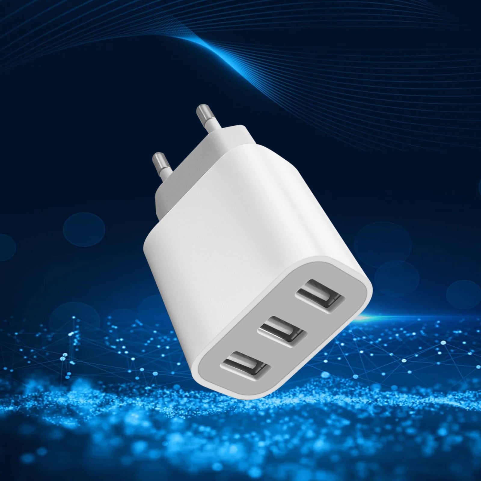3-port USB devor quvvatlagichi tez zaryadlash adapteri iPhone va Samsung Galaxy uchun kompaktsiya quvvat manbai