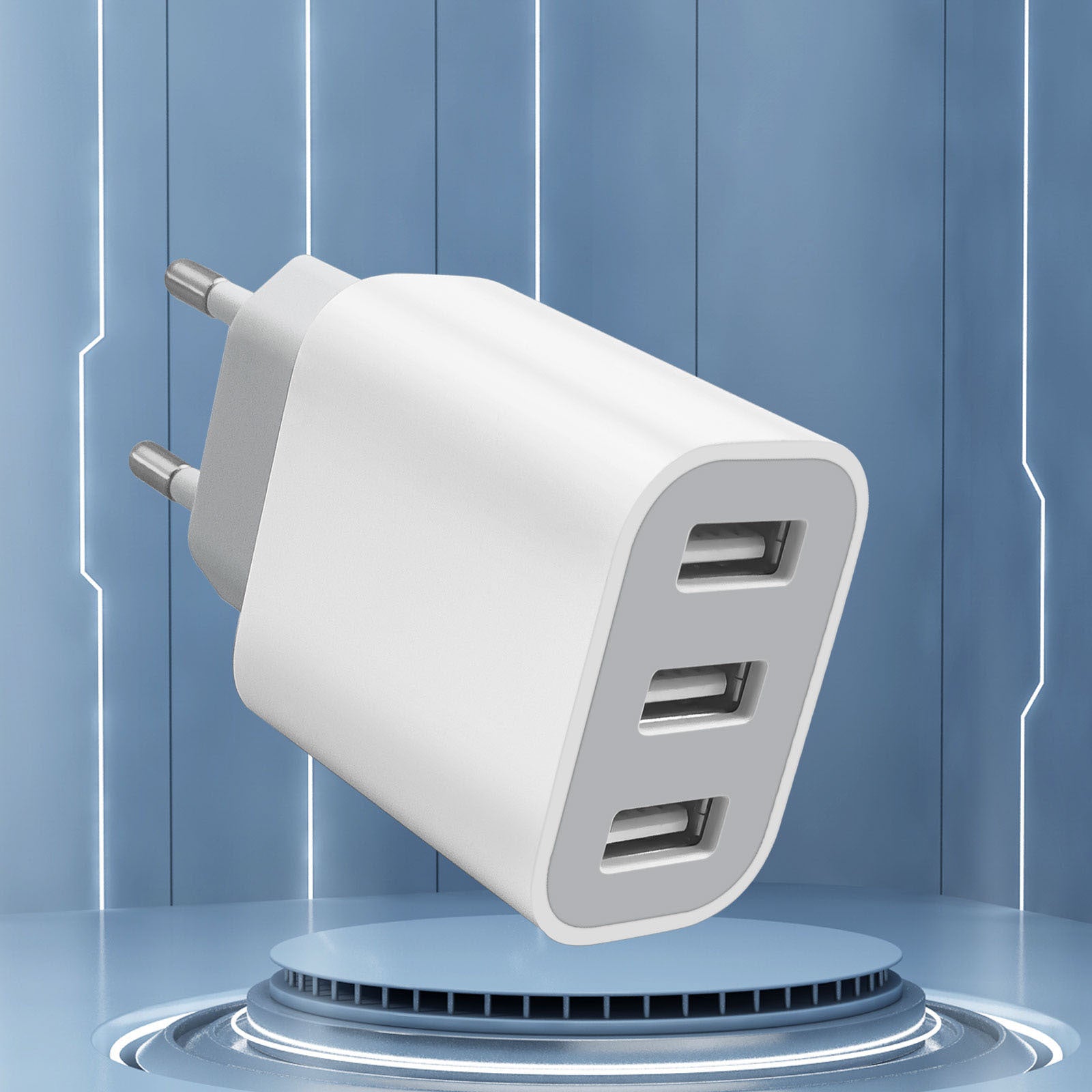 3-Port Fast Charging USB Wall Charger for iPhone Samsung Galaxy Devices 20W Compact Travel Adapter