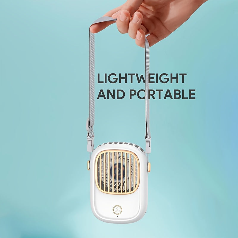 Portable Neck Fan USB Rechargeable 2000mAh Battery Hands-Free Cooling