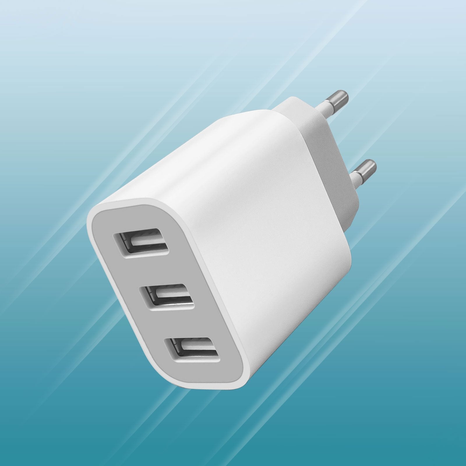Fast Charging USB Wall Charger for iPhone and Samsung Galaxy Devices 3-Port 20W Travel Power Adapter