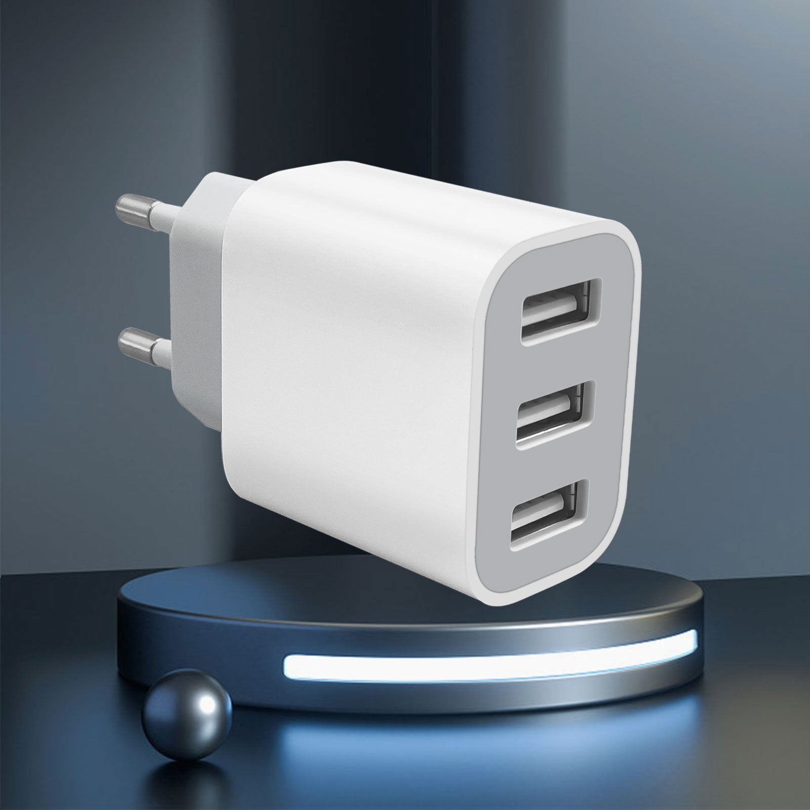 Fast Charging USB Wall Charger for iPhone and Samsung Galaxy Devices 3-Port 20W Travel Power Adapter