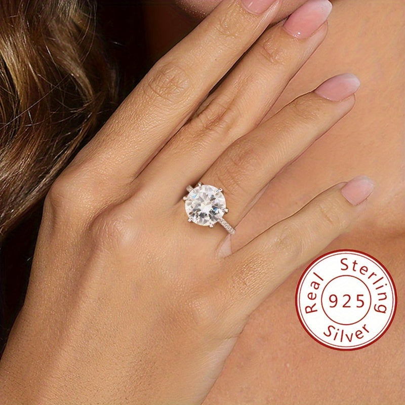 Moissanite Engagement Ring 5 Carat Vintage Style Sterling Silver Wedding Promise Jewelry