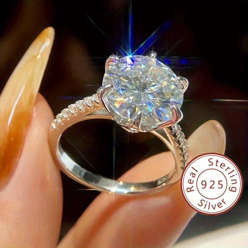 Moissanite Engagement Ring 5 Carat Vintage Style Sterling Silver Wedding Promise Jewelry