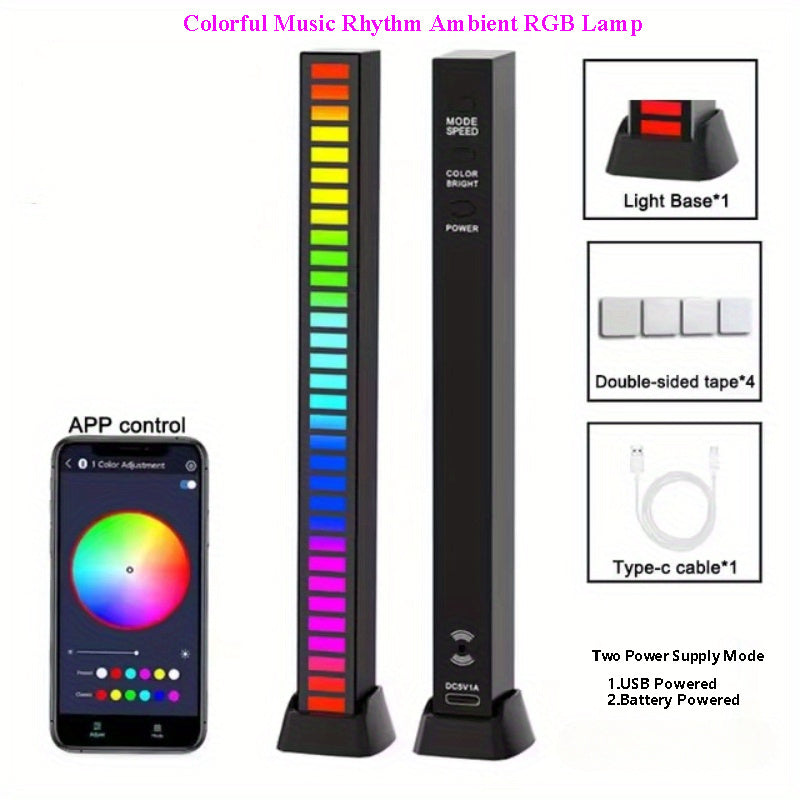 LED Music Lights Voice Control USB Powered 18 Color Modes for Bar Car Computer Decoration