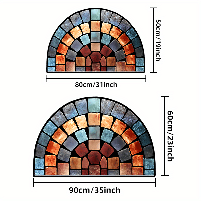 Vibrant Mosaic Stone Print Door Mat Thick Non-Slip Soft Velvet for Porch and Living Room