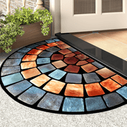 Vibrant Mosaic Stone Print Door Mat Thick Non-Slip Soft Velvet for Porch and Living Room