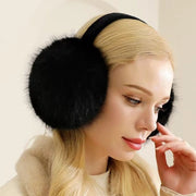 Women's Foldable Knit Cashmere Earmuffs Faux Fur Warm Plush Winter Outdoor