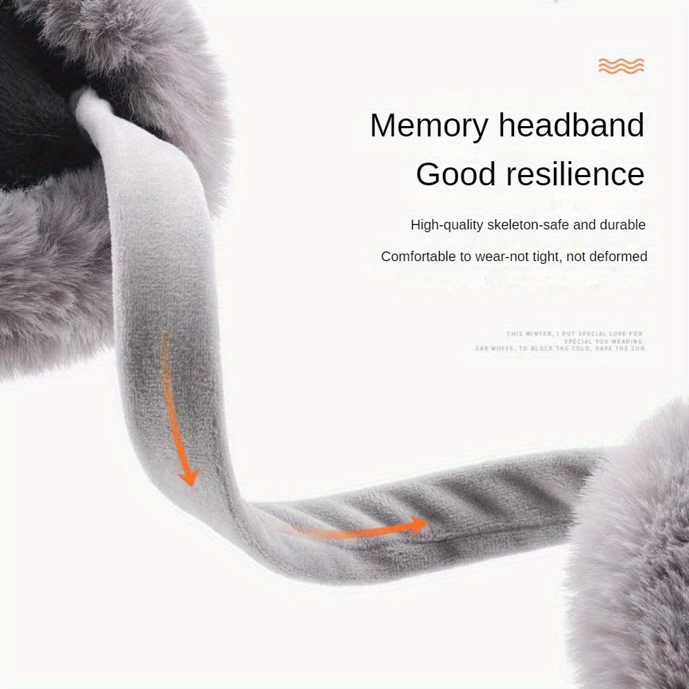 Women's Foldable Knit Cashmere Earmuffs Faux Fur Warm Plush Winter Outdoor