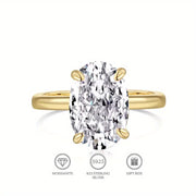 Sterling Silver Oval Moissanite Ring 1/2/3 Carat Wedding Anniversary Jewelry