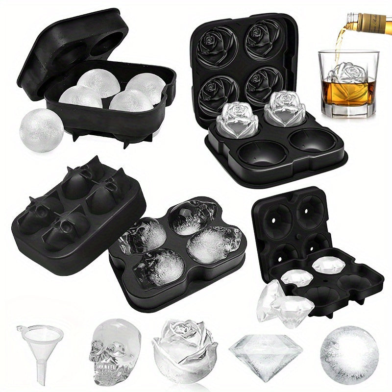 Silicone Ice Tray Mold for Whiskey Ice Balls Rose Diamond Skull Designs