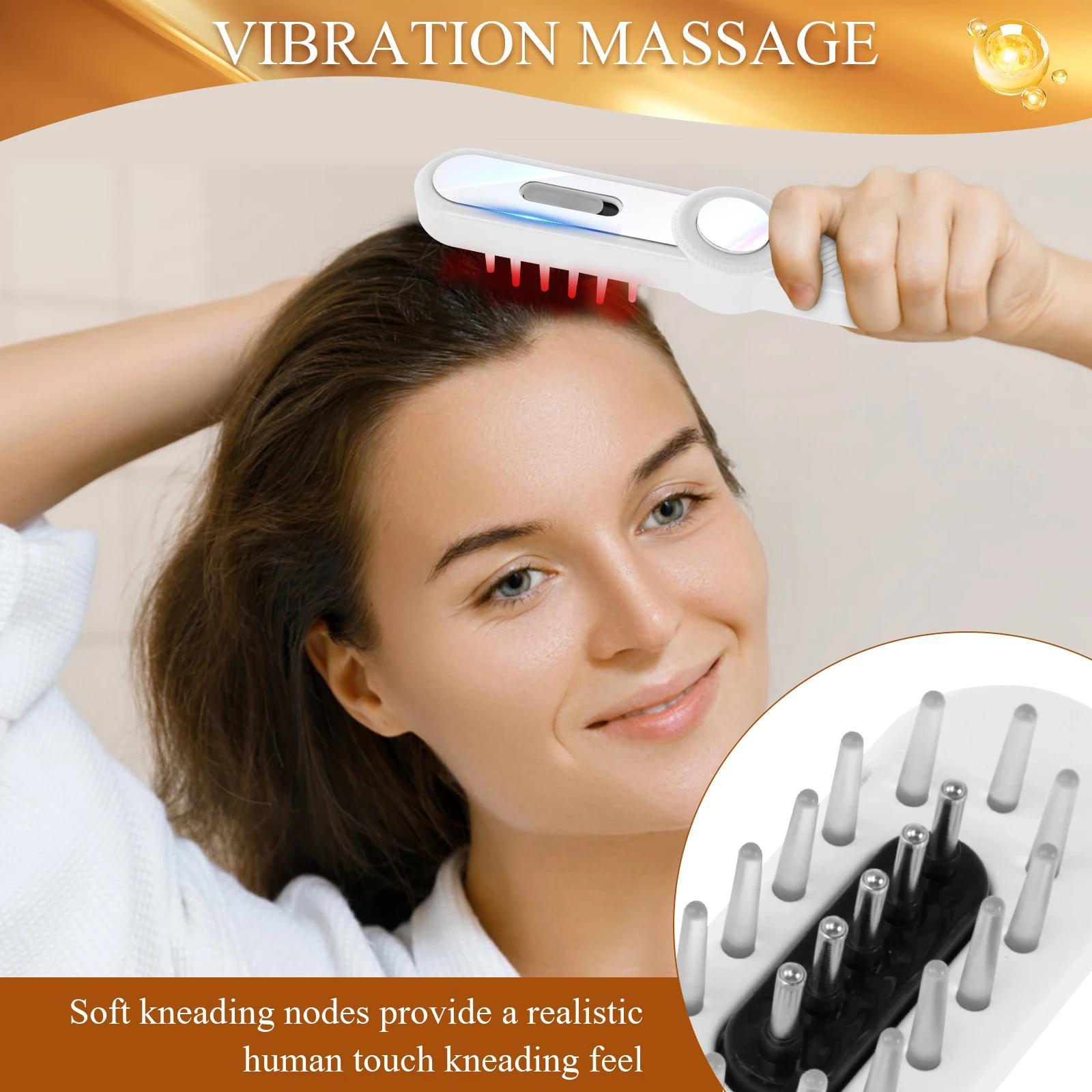 USB Electric Hair Oil Applicator Brush with Light Scalp Massager and Detachable Head Scratcher