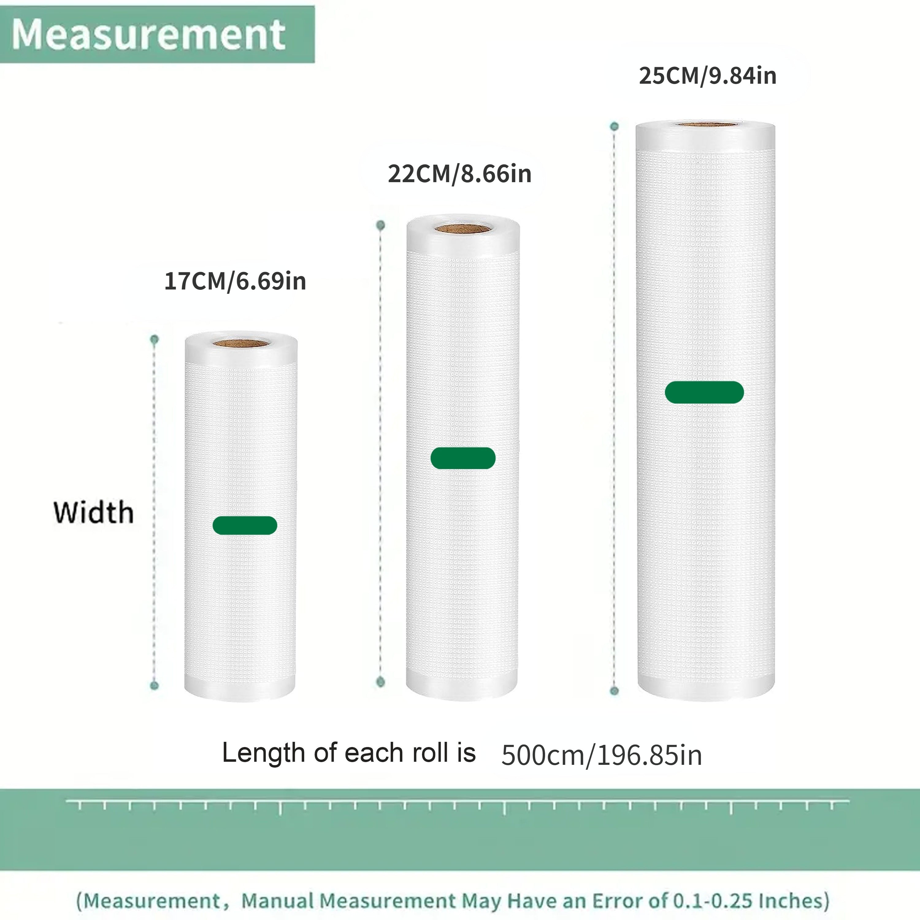 Три рулона по 500 см пищевых вакуумных пакетов с алмазным узором