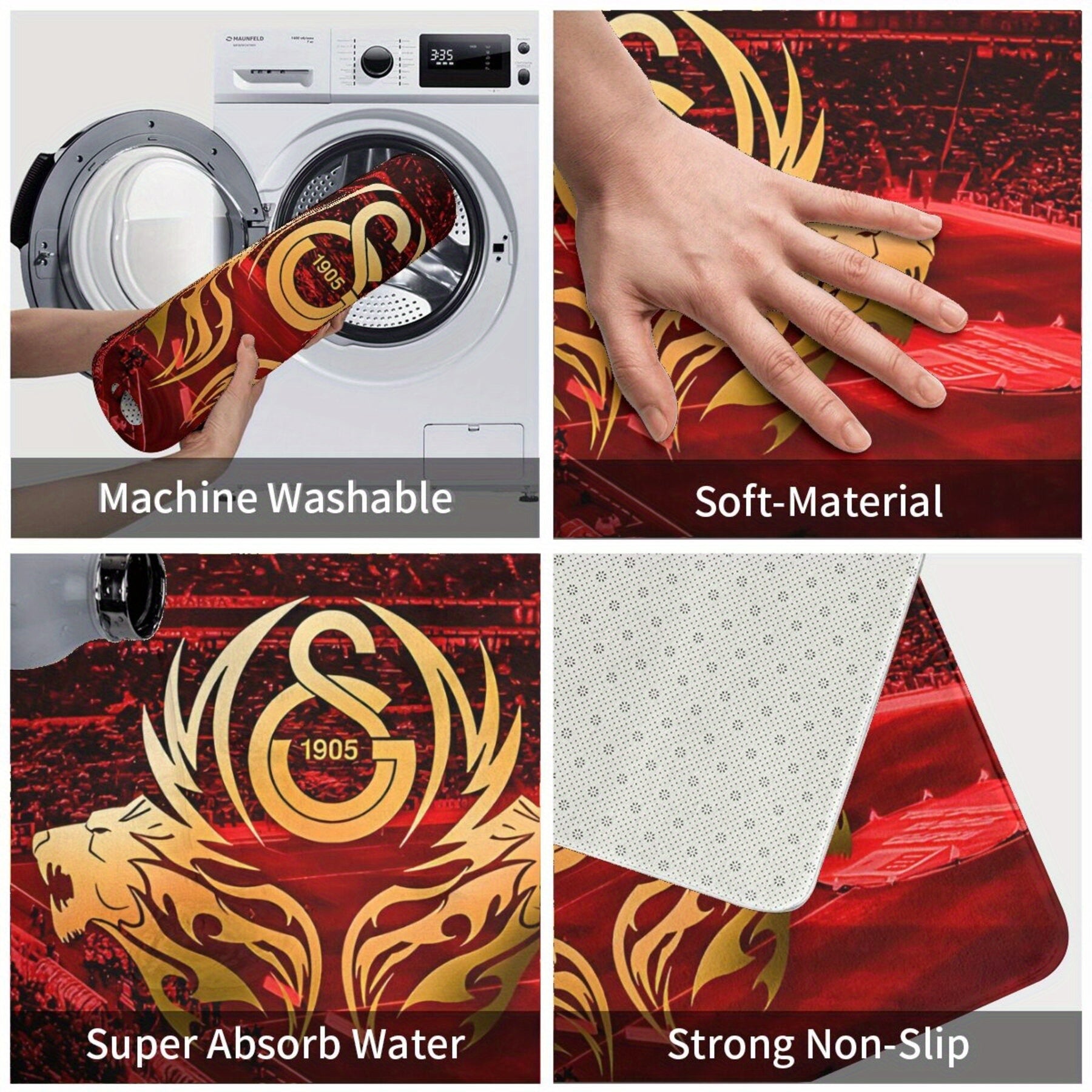 Встречайте гостей в своем доме стильно с помощью противоскользящего коврика Galatasaray, который идеально подойдет для кухни, балкона или любого другого помещения, требующего декоративного штриха.