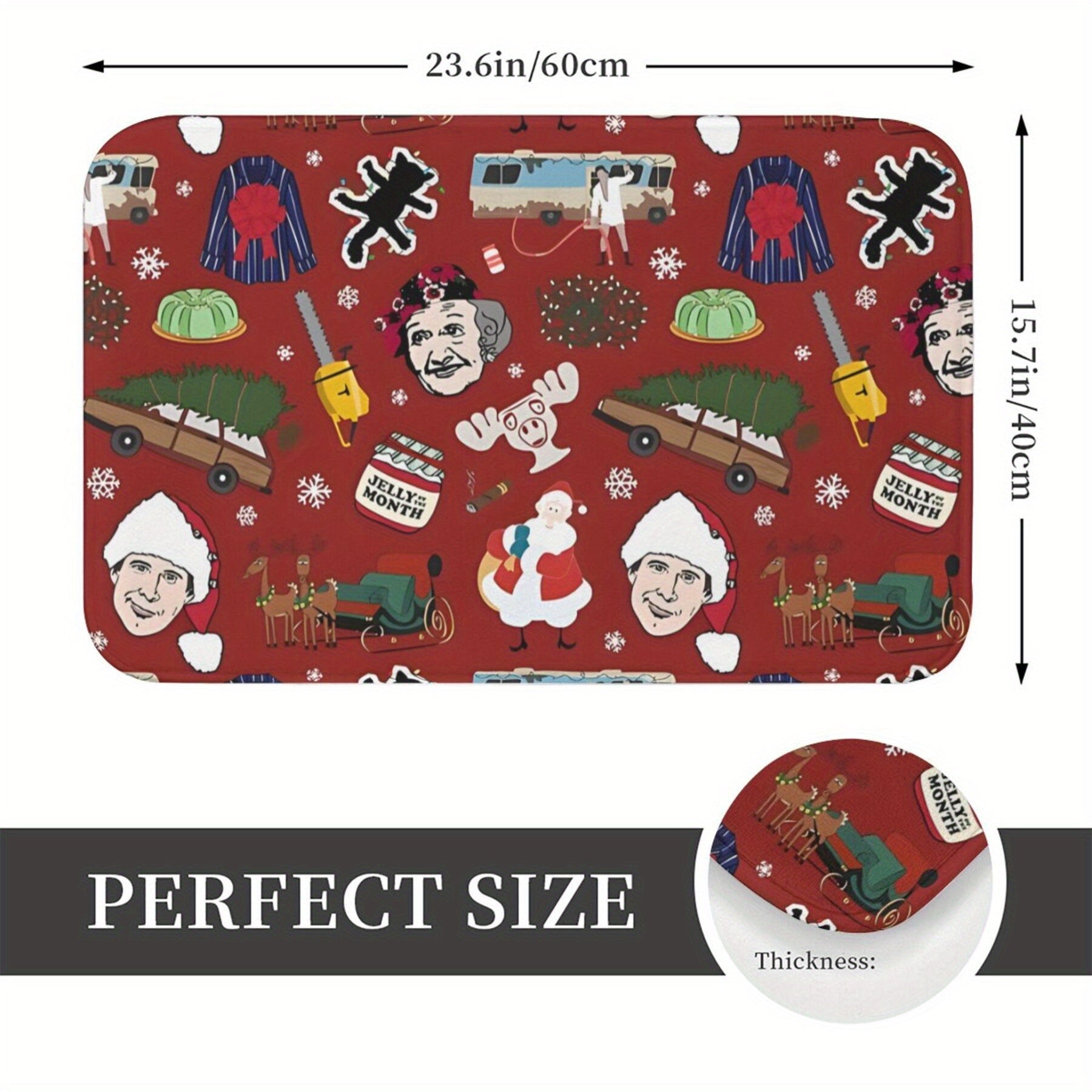 Oilasining Rojdestvo ta'tili mavzusidagi polyester kirish yo'lagi - sirpanmaydigan, tozalash oson, yengil kirish yo'lagi, yashash xonasi, yotoqxona yoki balkon uchun bayram bezaklari.