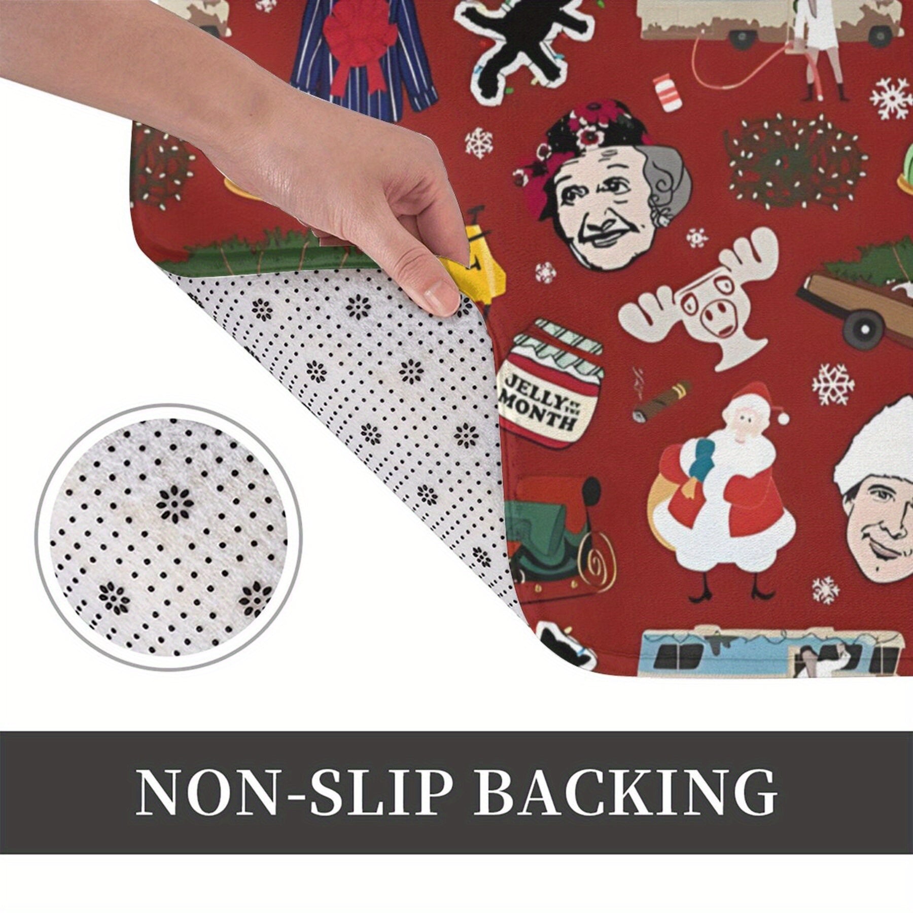 Oilasining Rojdestvo ta'tili mavzusidagi polyester kirish yo'lagi - sirpanmaydigan, tozalash oson, yengil kirish yo'lagi, yashash xonasi, yotoqxona yoki balkon uchun bayram bezaklari.