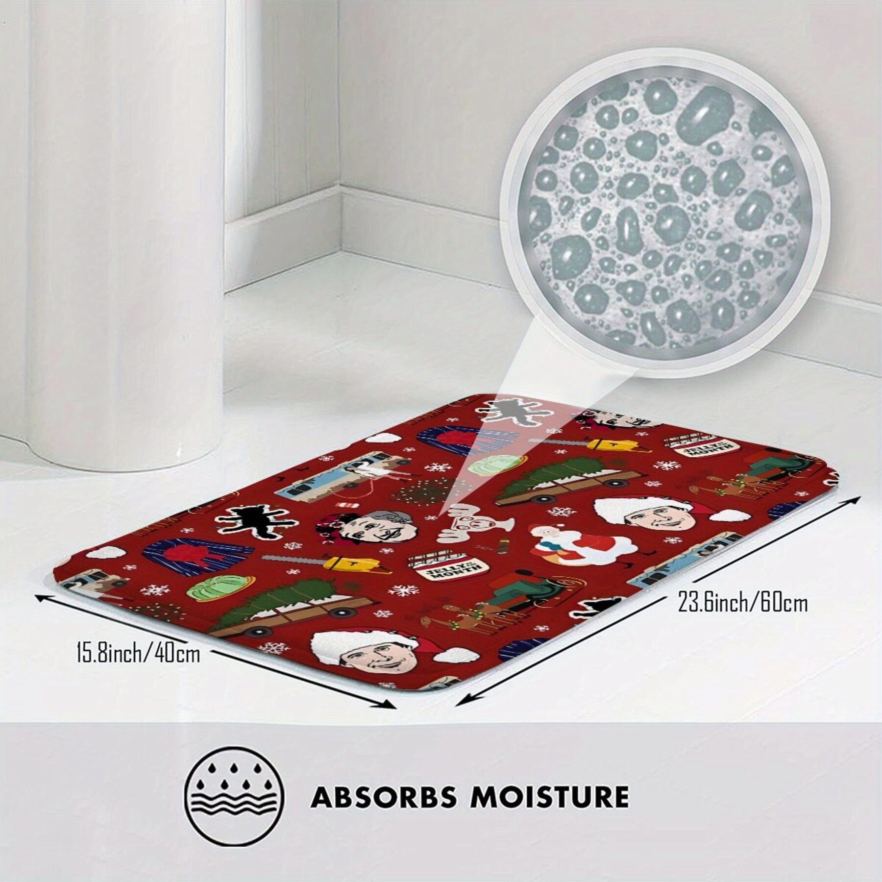 Polyester Doormat with Christmas Vacation Theme Non-Slip Entry Rug for Living Room