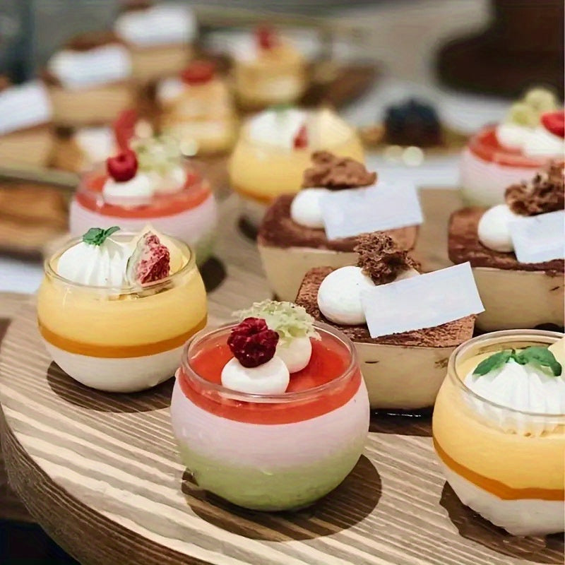 10 Pack Disposable Round PET Dessert Cups for Cakes Yogurt Ice Cream Mousse