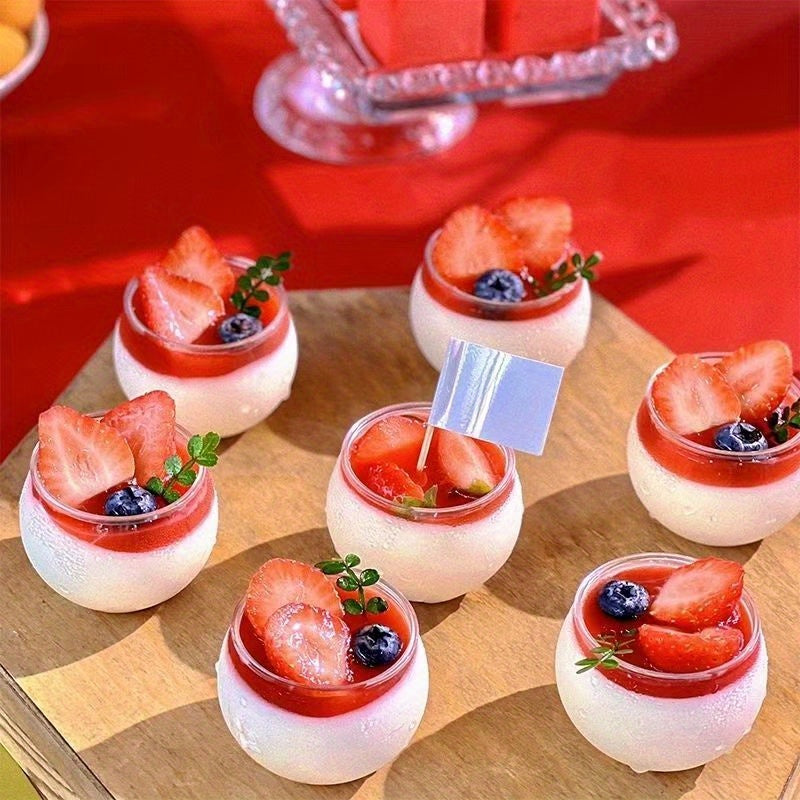 10 Pack Disposable Round PET Dessert Cups for Cakes Yogurt Ice Cream Mousse