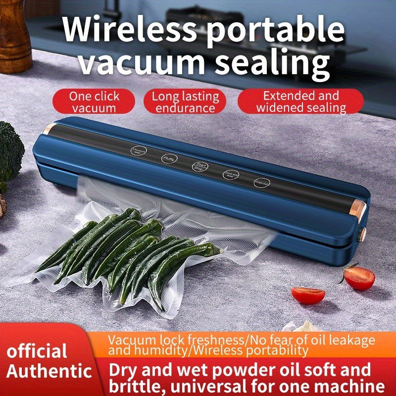 Wireless Vacuum Sealer with USB Charging, 10 Bags, Dry & Wet Seal, Lightweight