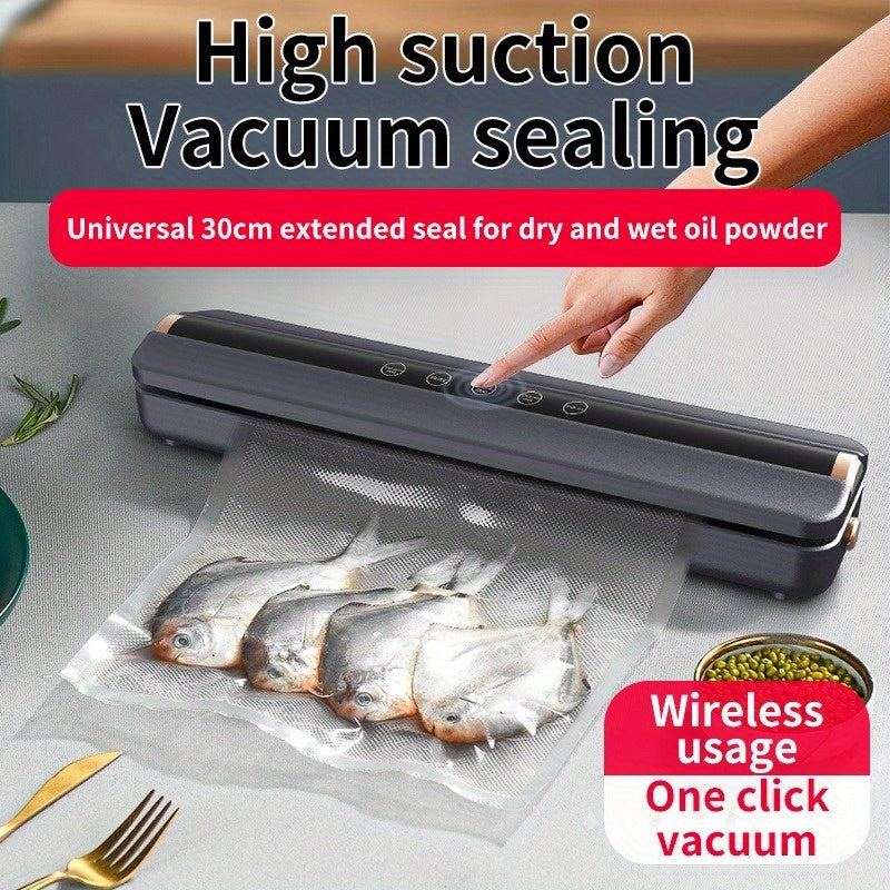 Wireless Vacuum Sealer with USB Charging, 10 Bags, Dry & Wet Seal, Lightweight