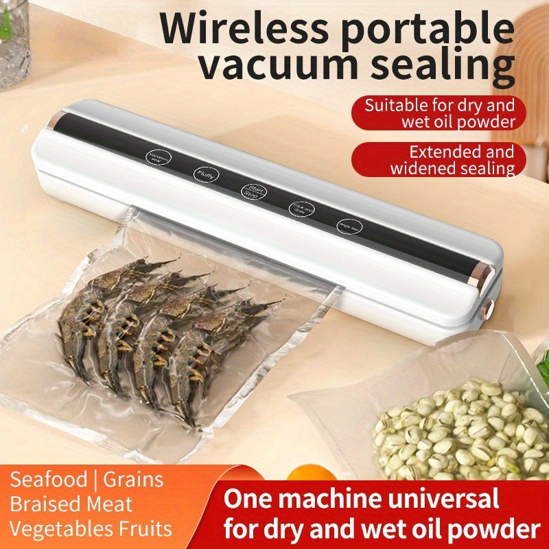 Wireless Vacuum Sealer with USB Charging, 10 Bags, Dry & Wet Seal, Lightweight