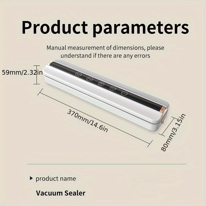 Wireless Vacuum Sealer with USB Charging, 10 Bags, Dry & Wet Seal, Lightweight