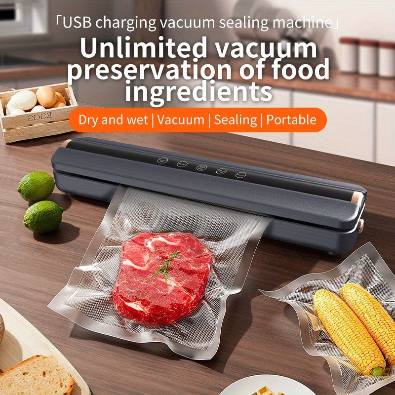 Wireless Vacuum Sealer with USB Charging, 10 Bags, Dry & Wet Seal, Lightweight
