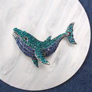 Whale Brooch with Rhinestones and Enamel for Men and Women