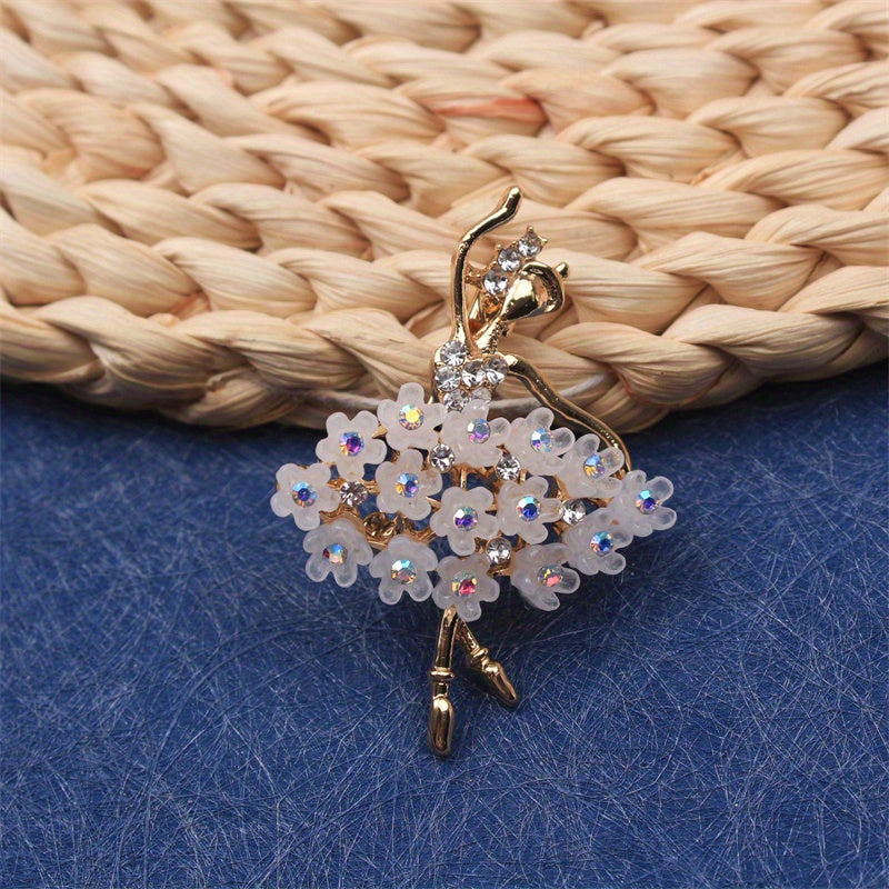Rhinestone Dancing Girl Brooch Jewelry for Women and Girls Elegant Accessory