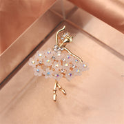 Rhinestone Dancing Girl Brooch Jewelry for Women and Girls Elegant Accessory