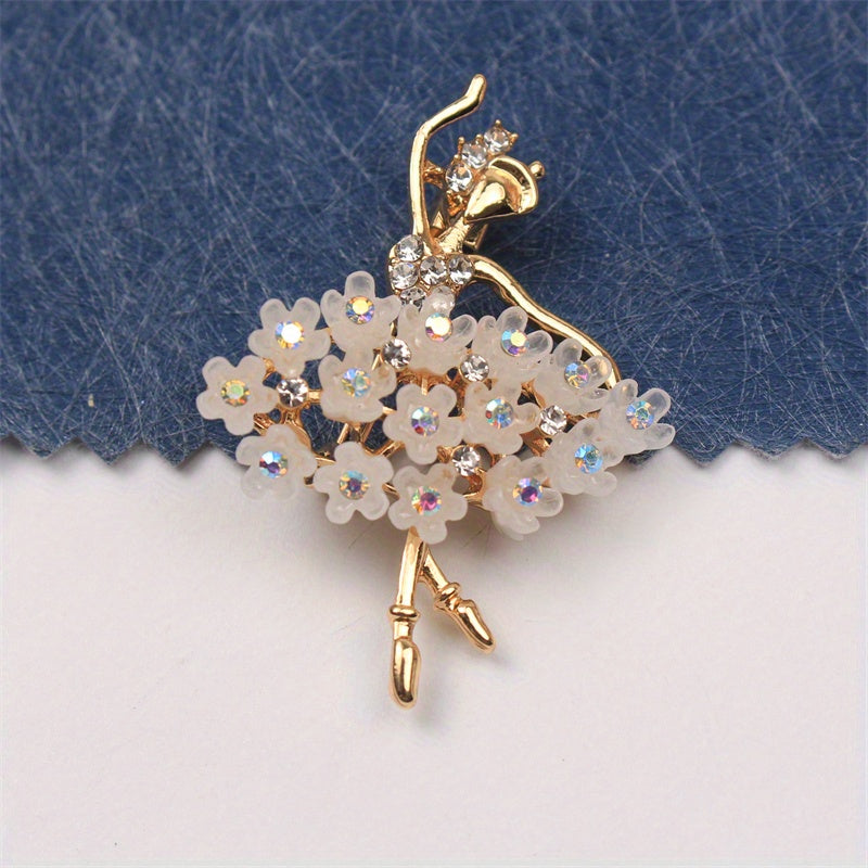Rhinestone Dancing Girl Brooch Jewelry for Women and Girls Elegant Accessory