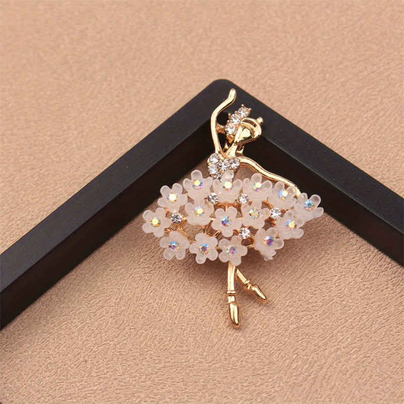 Rhinestone Dancing Girl Brooch Jewelry for Women and Girls Elegant Accessory