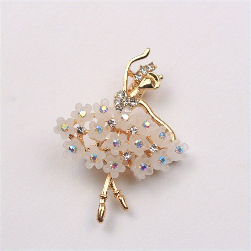 Rhinestone Dancing Girl Brooch Jewelry for Women and Girls Elegant Accessory
