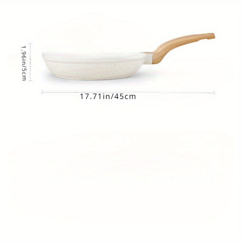 Sartén de cerámica blanca con compatibilidad con inducción y mango resistente al calor para cocinar huevos