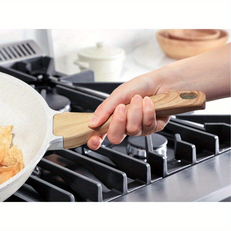 Sartén de cerámica blanca con compatibilidad con inducción y mango resistente al calor para cocinar huevos