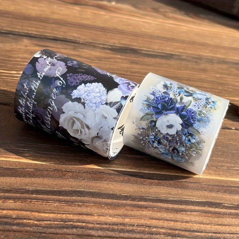 Set of 2 Retro PET Tape Storage Boxes with Floral and Word Designs