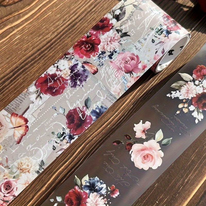 Set of 2 Retro PET Tape Storage Boxes with Floral and Word Designs