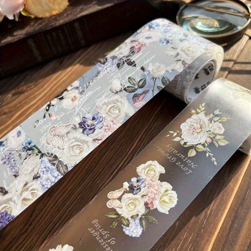 Set of 2 Retro PET Tape Storage Boxes with Floral and Word Designs