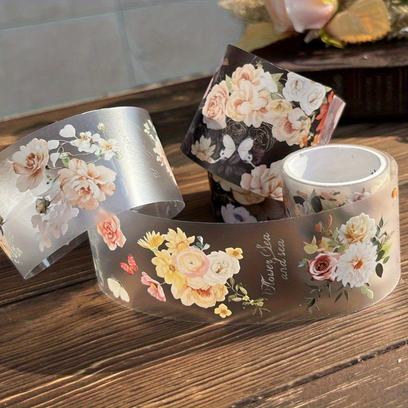 Set of 2 Retro PET Tape Storage Boxes with Floral and Word Designs