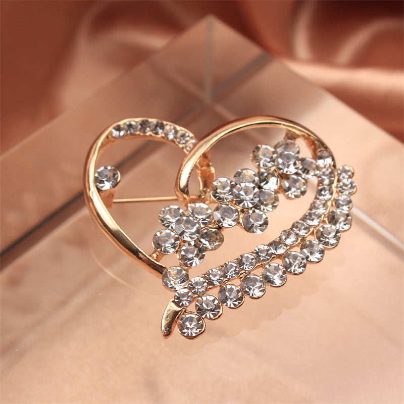 Rhinestone Heart Brooch for Women Stylish Jewelry for Outfits and Accessories